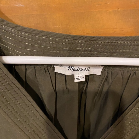 Madewell Puff-Sleeve Midi Dress in Poplin, Faded Ivy (Olive), XLarge - Picture 5 of 11